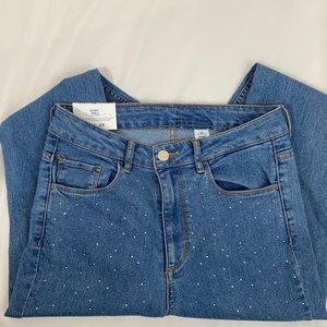 H&M high rise rhinestone light wash jeans